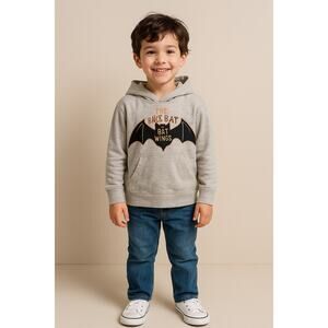 Halloween Bat Wings Graphic Hoodie Gray Gymboree Kids Size 7